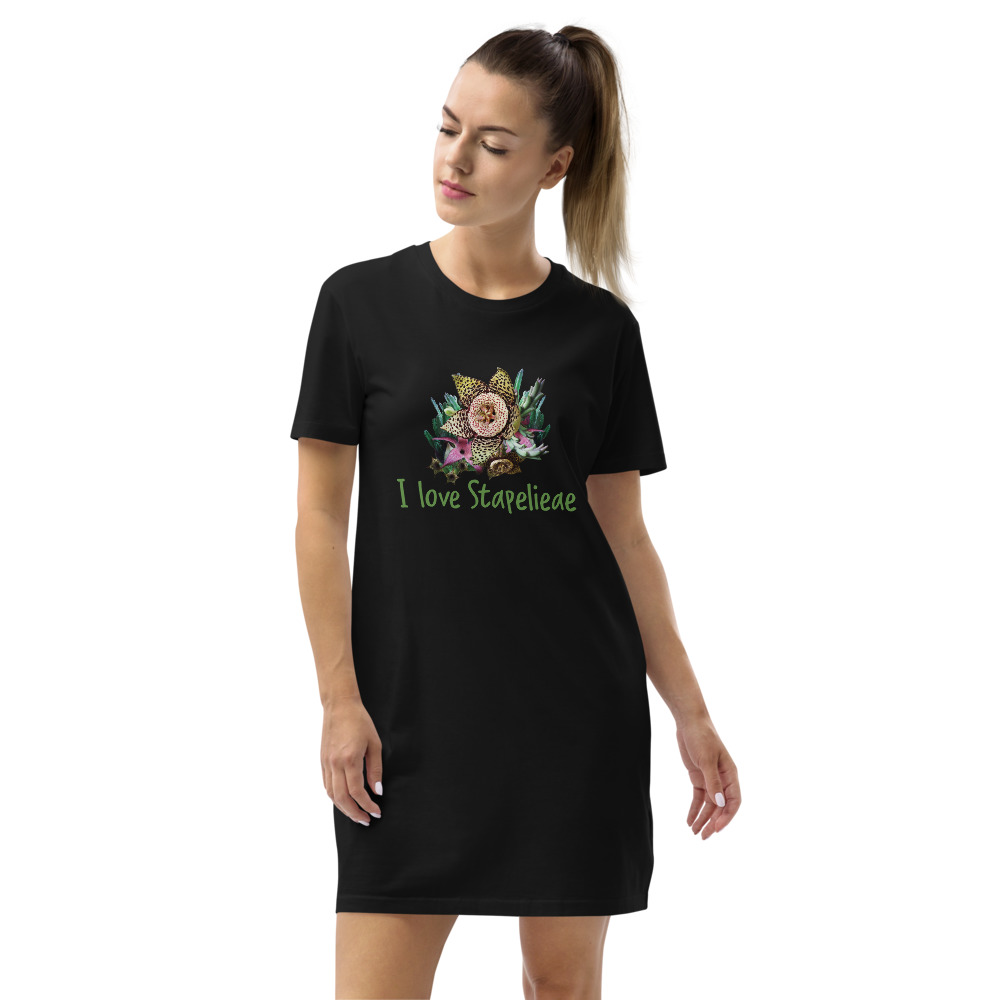 I Love Stapelieae Succulent Organic cotton t-shirt dress