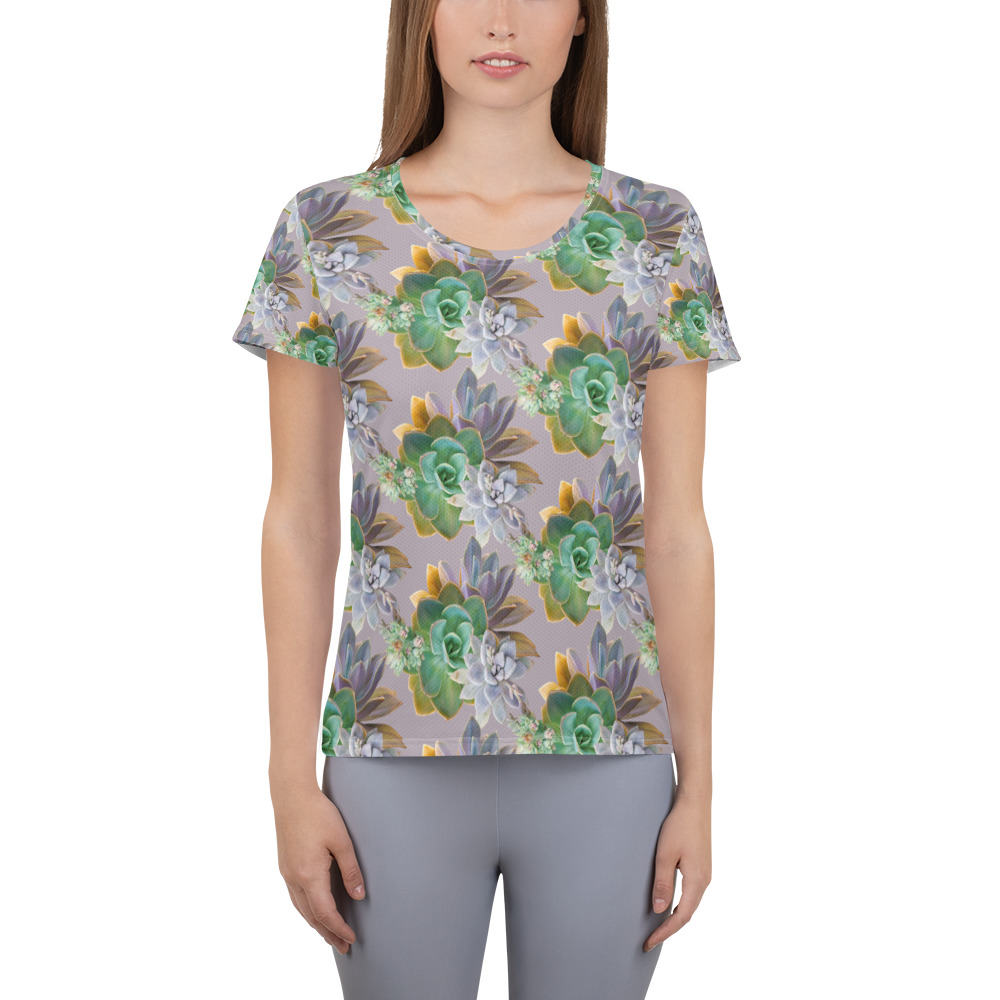 Graptoveria Succulent All-Over Print Women’s Athletic T-shirt